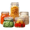 Food Storage Jars Glass Jars with Airtight Clamp Lids Wide Mouth Mason Jars Kitchen Canisters Glass Sealed Jar for Flour Cereal 1