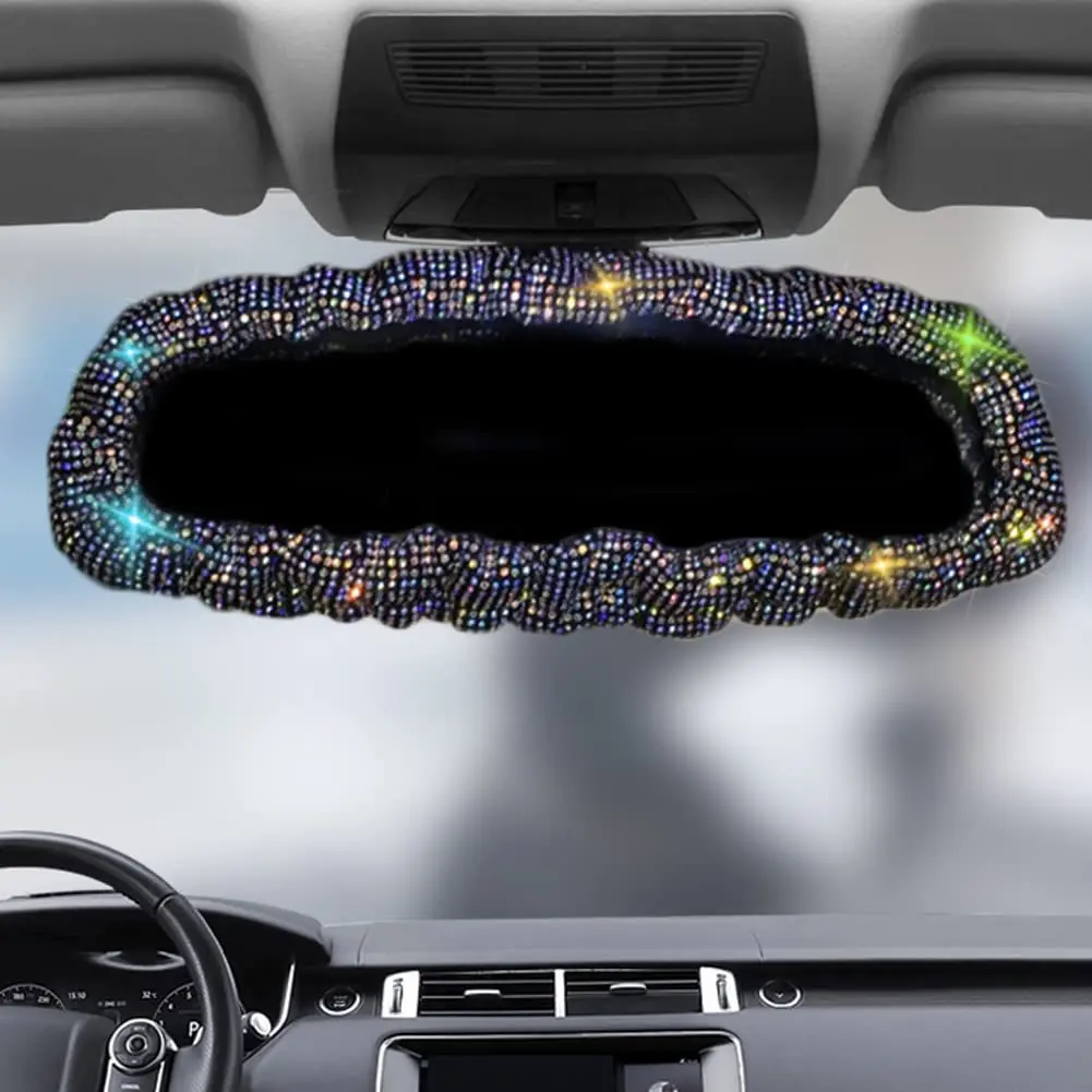 Diamond Inlaid Rearview Mirror Cover Interior Accessories Universal Diamond Rhinestones Car Mirror Decoration Car accessories