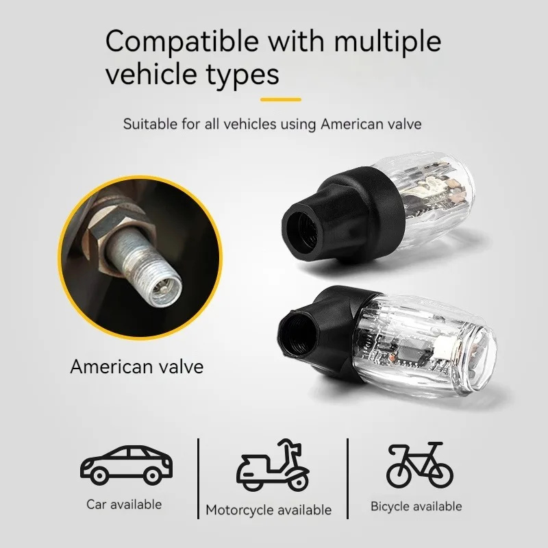 Car Motorcycle LED Lights Air Nozzle Decorative Vibration Sensor USB Charging Auto Wheel Tire Valve Cap Hub Ambient Lamp