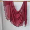 Hijab Ramadan en Rayonne, Coton et Modal, avec bordure en dentelle, Turban respirant, Châle uni en coton, Foulard pour femmes