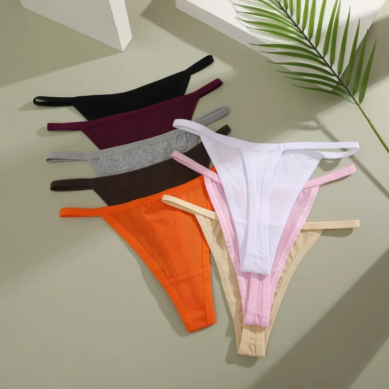 5 Stück/Set Damen-Slips aus Baumwollstoff, nahtlos, einfarbig, hochwertiger T-Back-Tanga, sexy, weich, atmungsaktiv, Dessous, S-XL – Detail 18