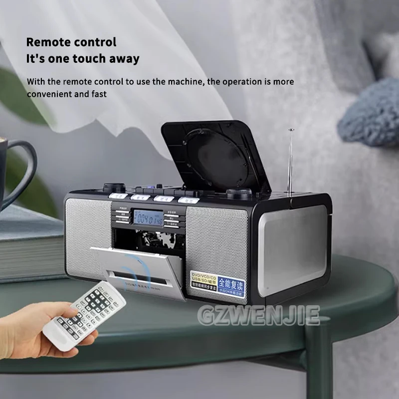 CD Player Cassette Player Combo AM FM Radio Plays AUX USB MP3 Stereo Sound Remote Control Tape Recording AC/DC Powered