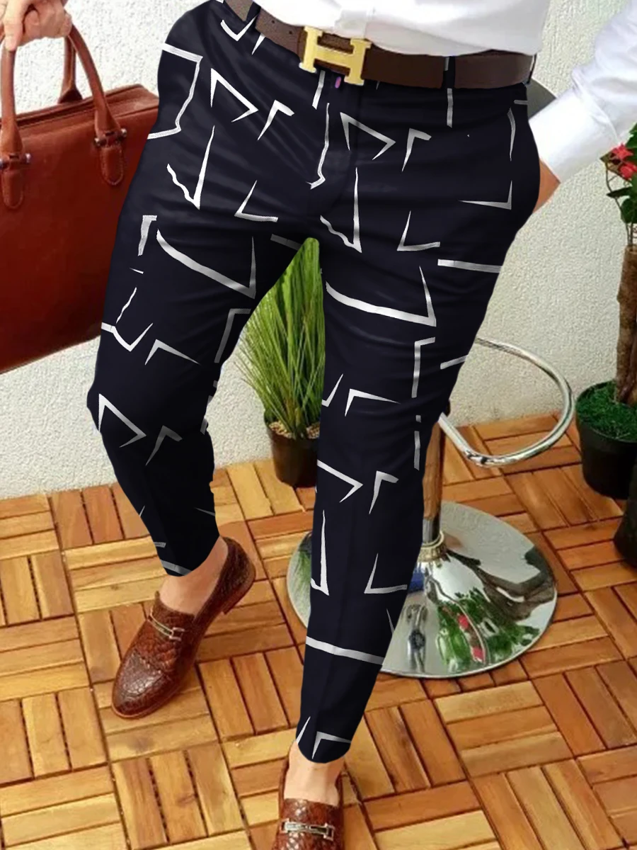 

Summer Men's Casual work Trousers Fashion Classic Printed Trousers High Quality Suit Pants Male New