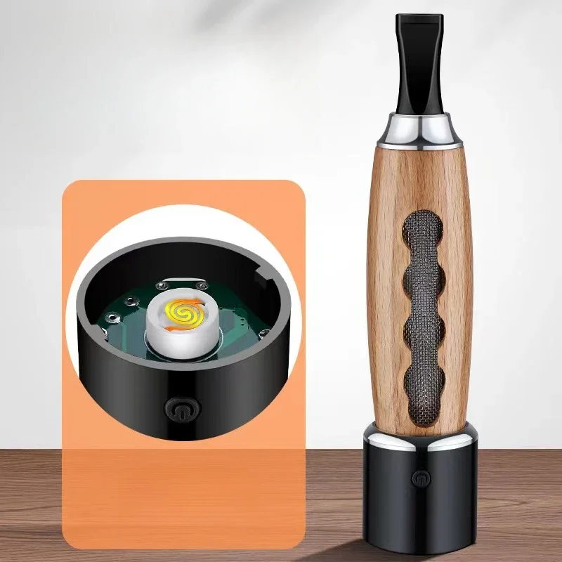 Charging Lighter Vintage Wood Grain Creative USB Tungsten Coil Lighter Car Portable Ash Collection Anti-dirty Cigarettes Filter Charging lighter