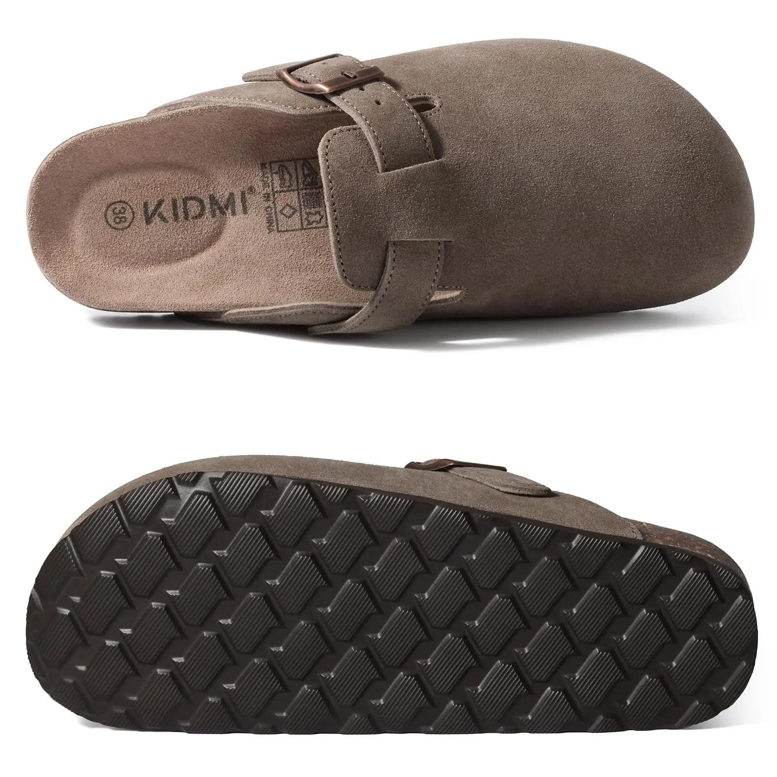 Smile New Cow Suede Women's Potato Shoes With Adjustable Strap Cork Insole Mules Outdoor Unisex Clogs Slippers With Arch Support