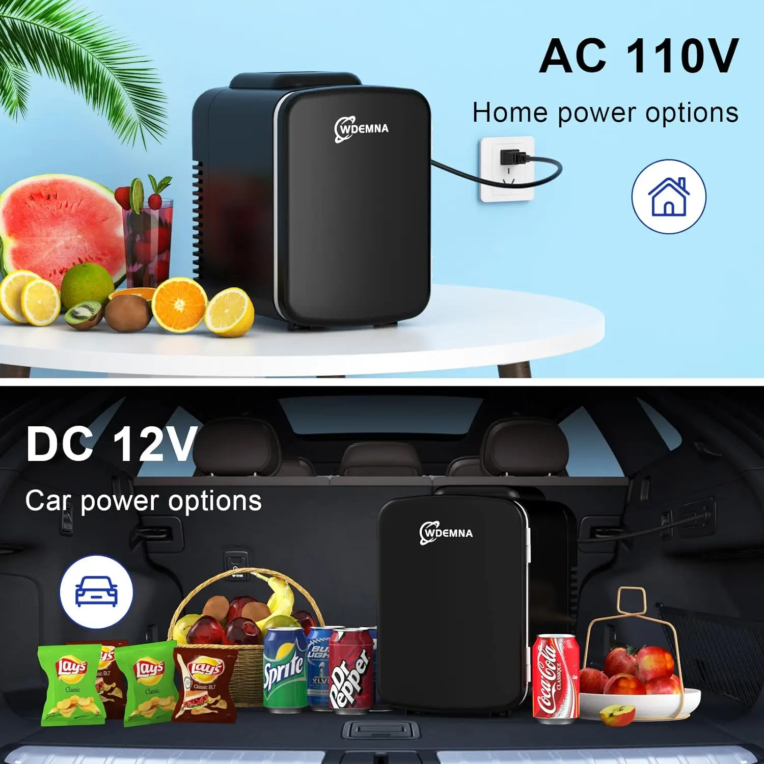 New Mini Fridge, 4 Liter/6 Cans Skincare Fridge for Bedroom, 110V AC/12V DC Portable Thermoelectric Cooler