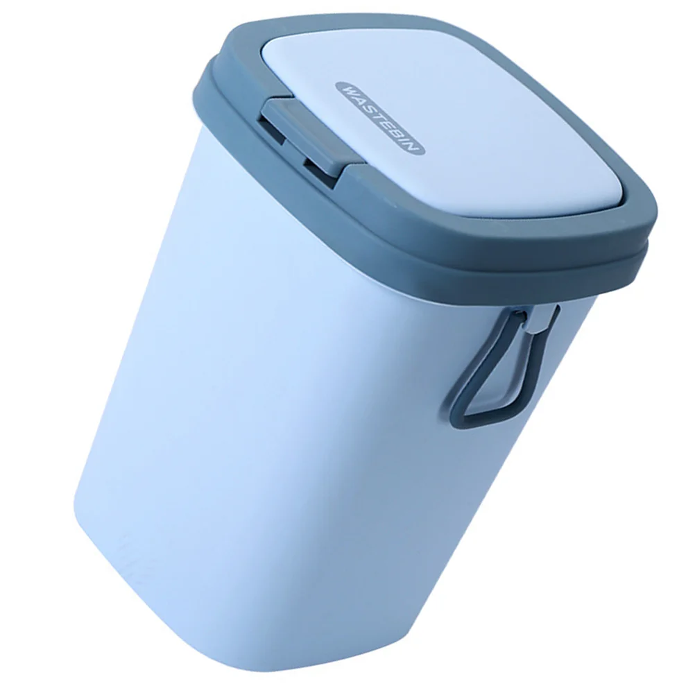 

Household Trash Can Bathroom Kitchen Garbage Bin Bedroom with Lid Plastic Office Car