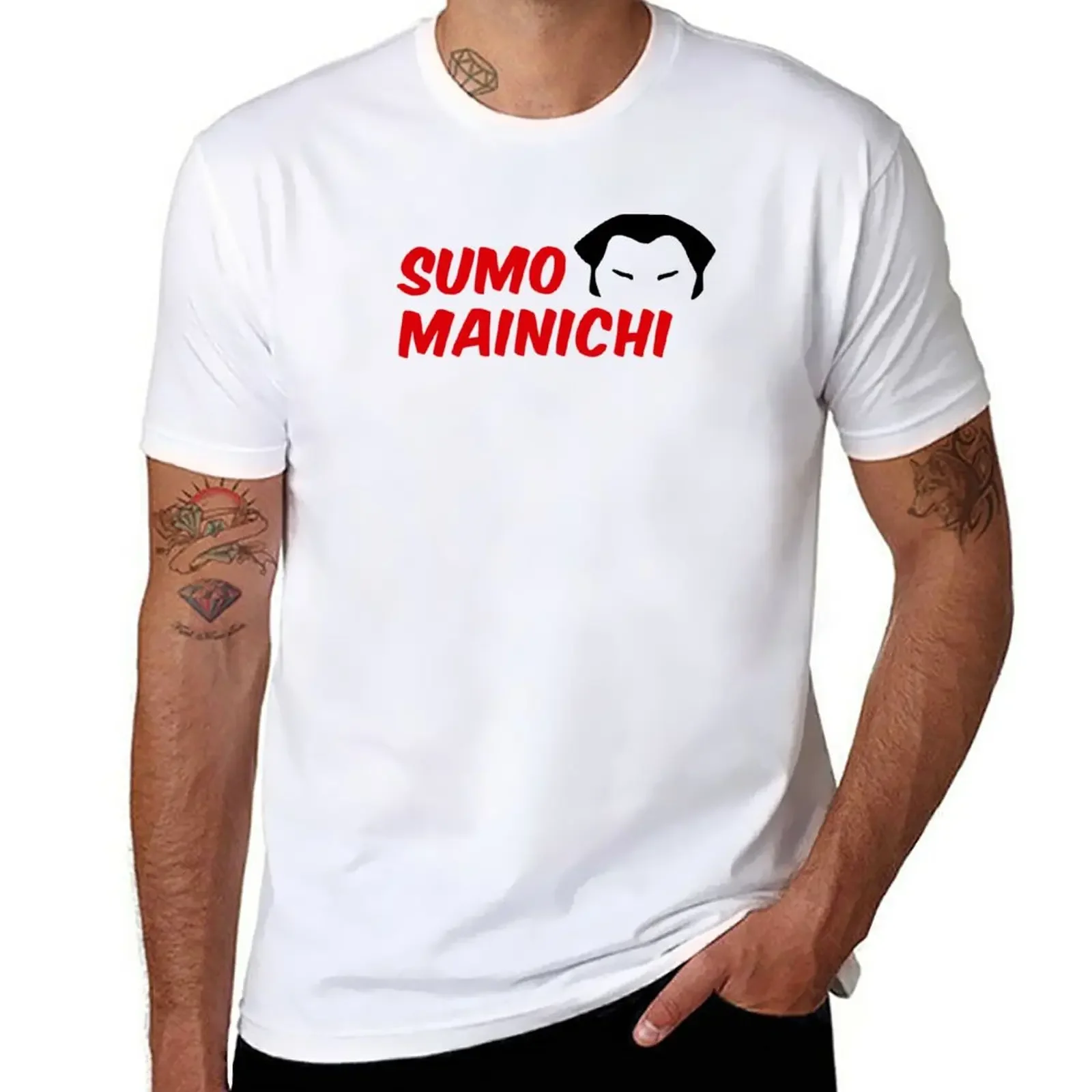 Фото Sumo Mainichi-черно-белая футболка, спортивные поклонники, тяжелые мужские футболки №1