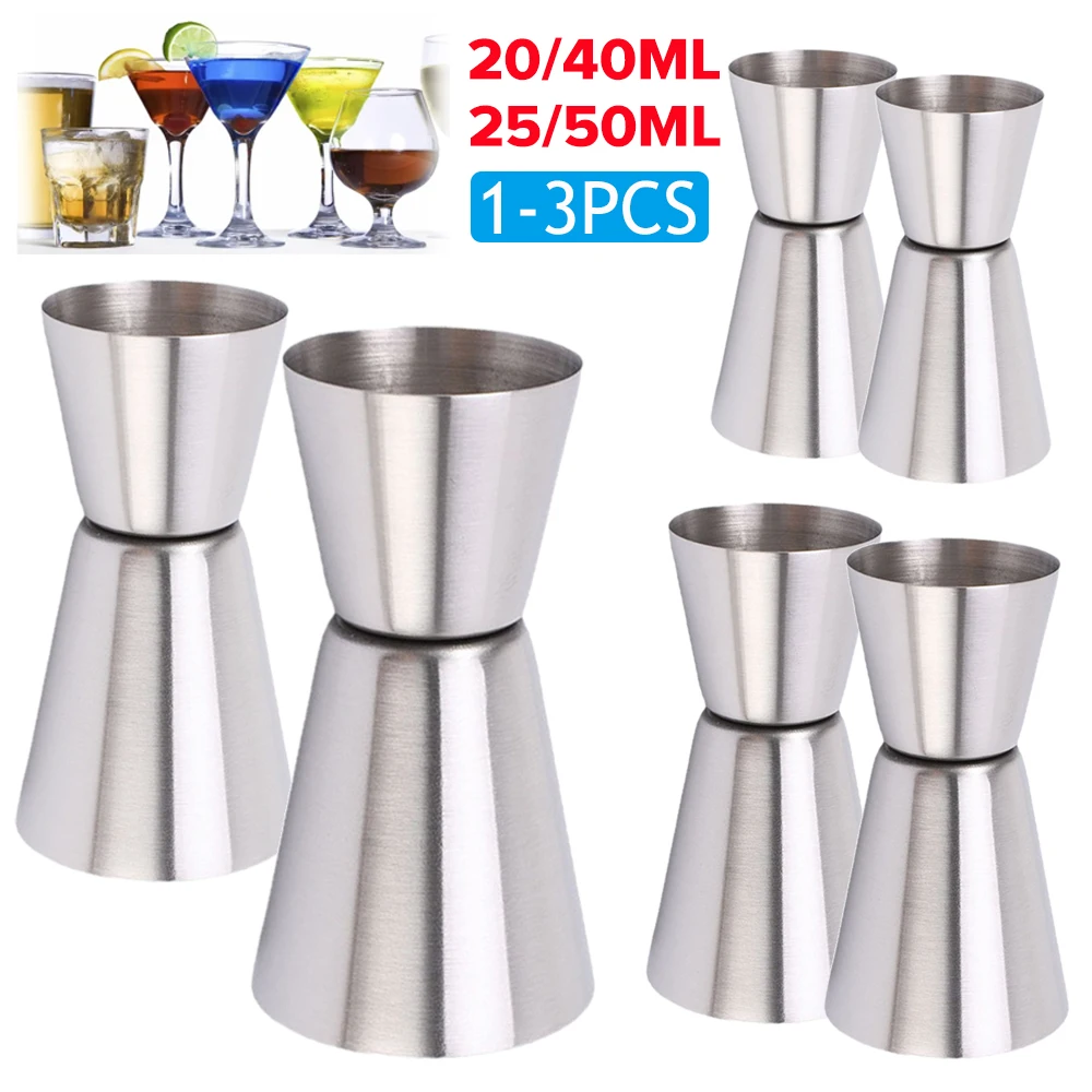 Stainless Steel Cocktail Shaker 25/50ML or 20/40ml Measure Cup Dual Shot Drink Spirit Measure Jigger Kitchen Gadgets Bar Tools cocktail shaker cocktail jigger cocktail measuring cup