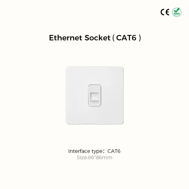 Avoir White Matte Wall Toggle Switch with European Standard Power Socket and Charging Port