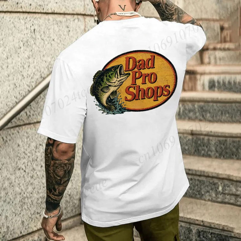 Vintage Fisherman Dad Humorous T-Shirts - Outdoor Crewneck Short Sleeve Oversized Tops