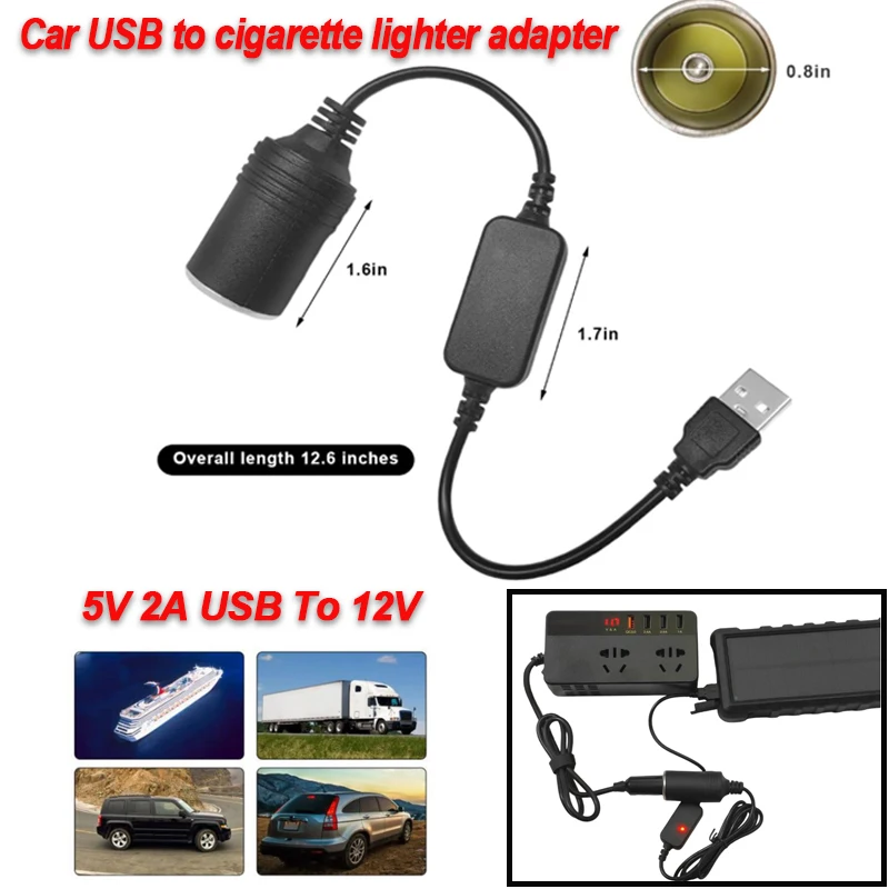 5V USB C - 12V 시거잭 어댑터, C타입(남성) - 12V 시거잭 소켓 차량..