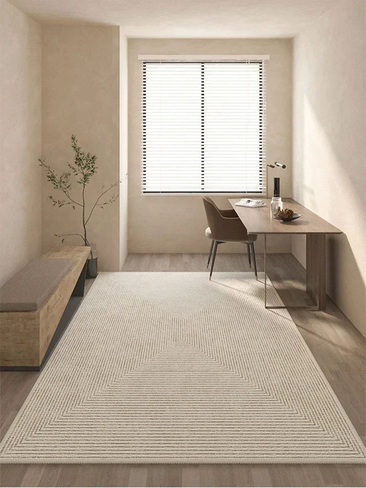 Living Room Carpet Large Beige Machine Washable Rug for Bedroom Bedside Floor Mat Striped Lines Minimalist Home Decoration Rugs - Image 2
