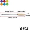 6Pcs Stainless Steel Fondue Fork Chocolate Fork With Wooden Handle Fruit Cake Cheese Pot Hot Fork BBQ Meat Skewer Kitchen Tool 6