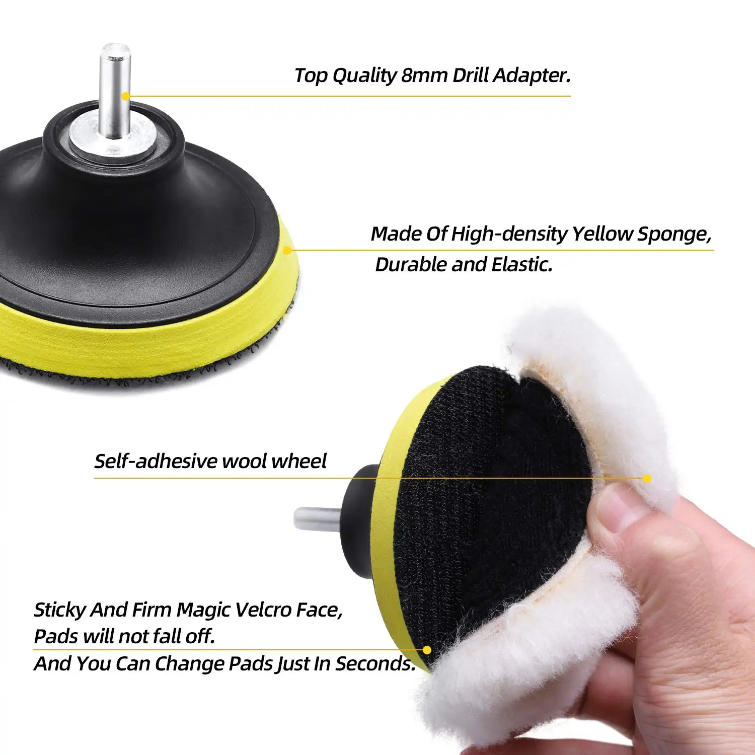 Car Polishing Pad 5PCS 3inch Polishing Kits Wool Wheel Auto Paint Care
