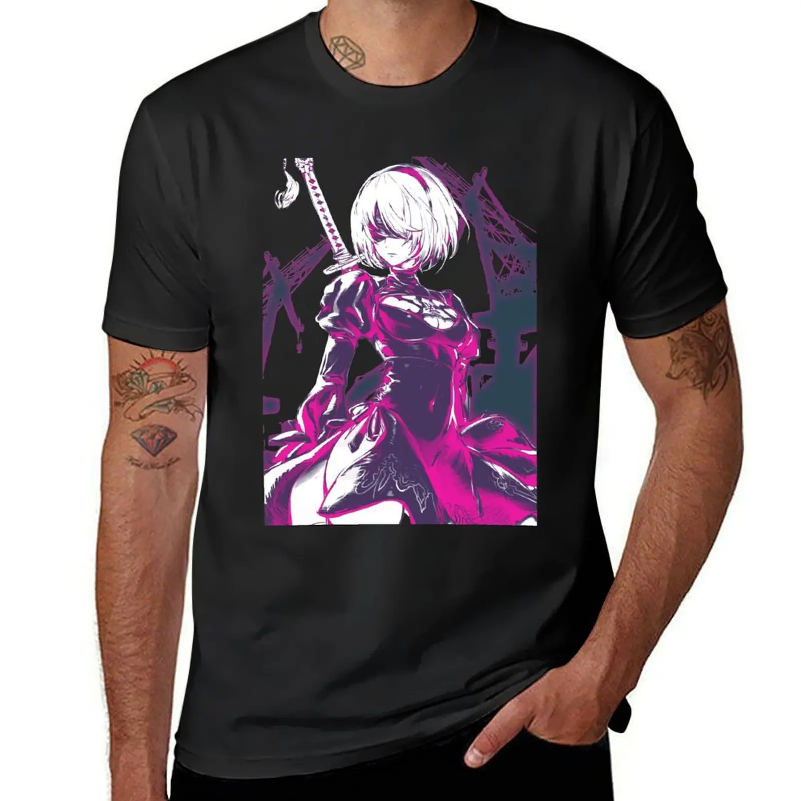 Neon Nier T-Shirt plus sizes customizeds Men's t shirts