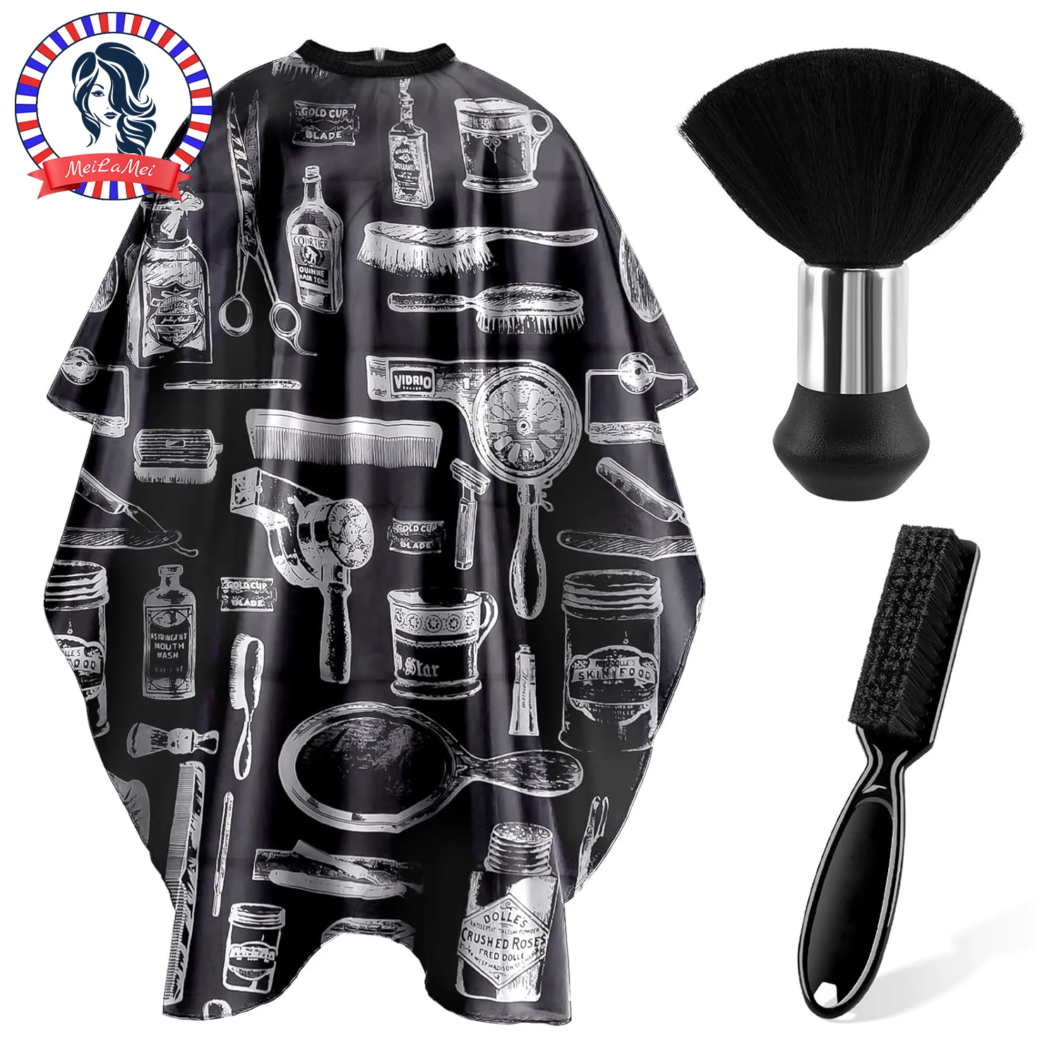 3/8pcs Hair Cutting Barber Cape Set with Neck Duster Brush Barber Brush Professional Accessories Salon Cleaning Supplies