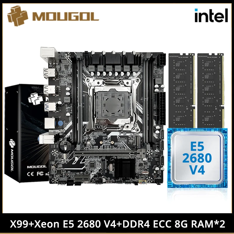 MOUGOL X99 Gaming Motherboard Set with Intel Xeon E5 2680 V4