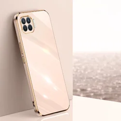Elegant Silicone Plating Luxury Phone Case with Square Design for OPPO Reno 4F (6D pink)