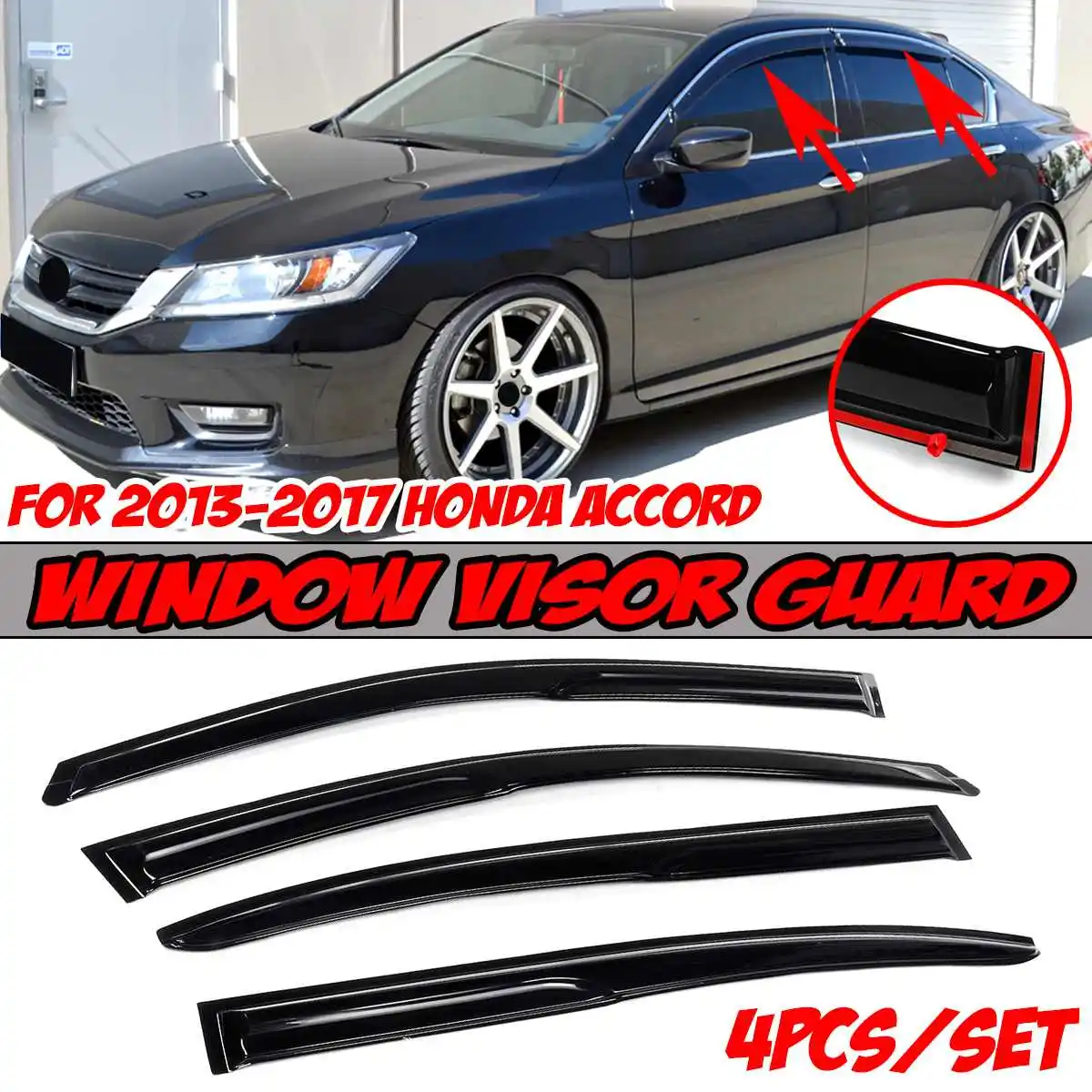 4x Car Side Window Visor Guard Vent Window Visors Sun Rain Guard Vent