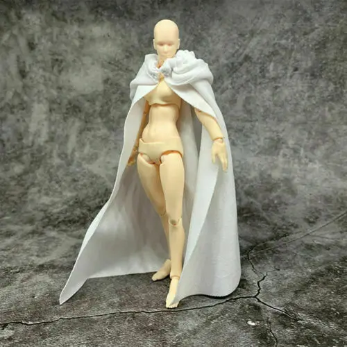 

1:12 White Cape Cloak With Hat For SHF Body Doll (no figure)