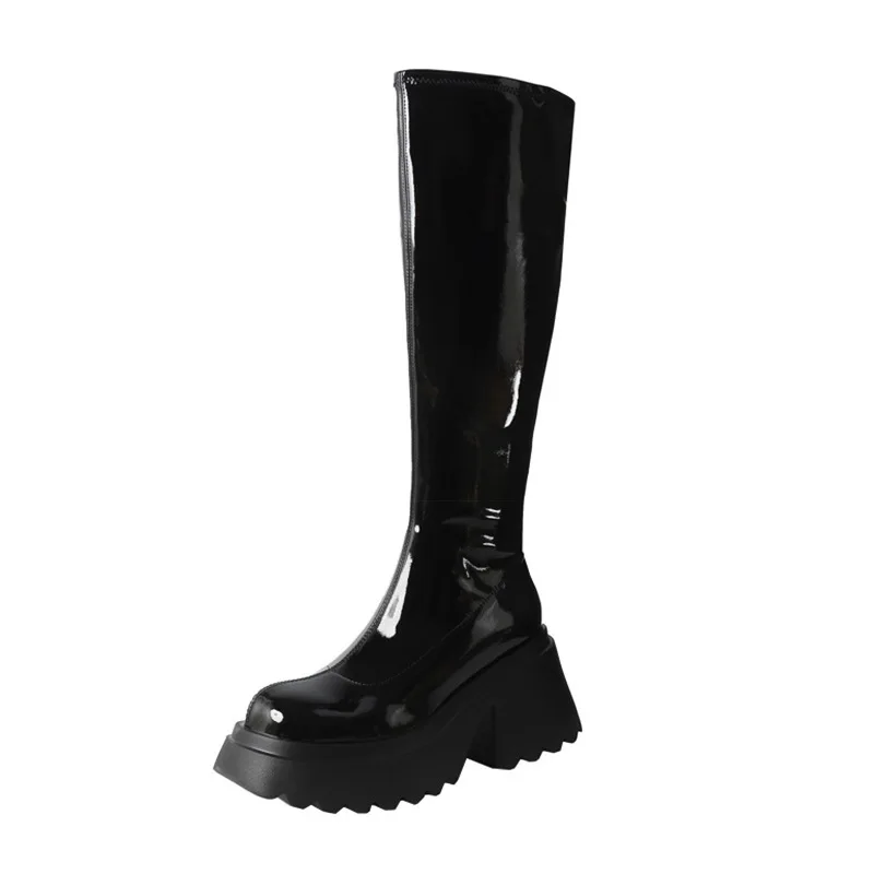 2024 Ankle Boots Stretch For Women Fashion High Heel Platform Ladies Back Zipper Shoes Woman Autumn Winter Size 35-40