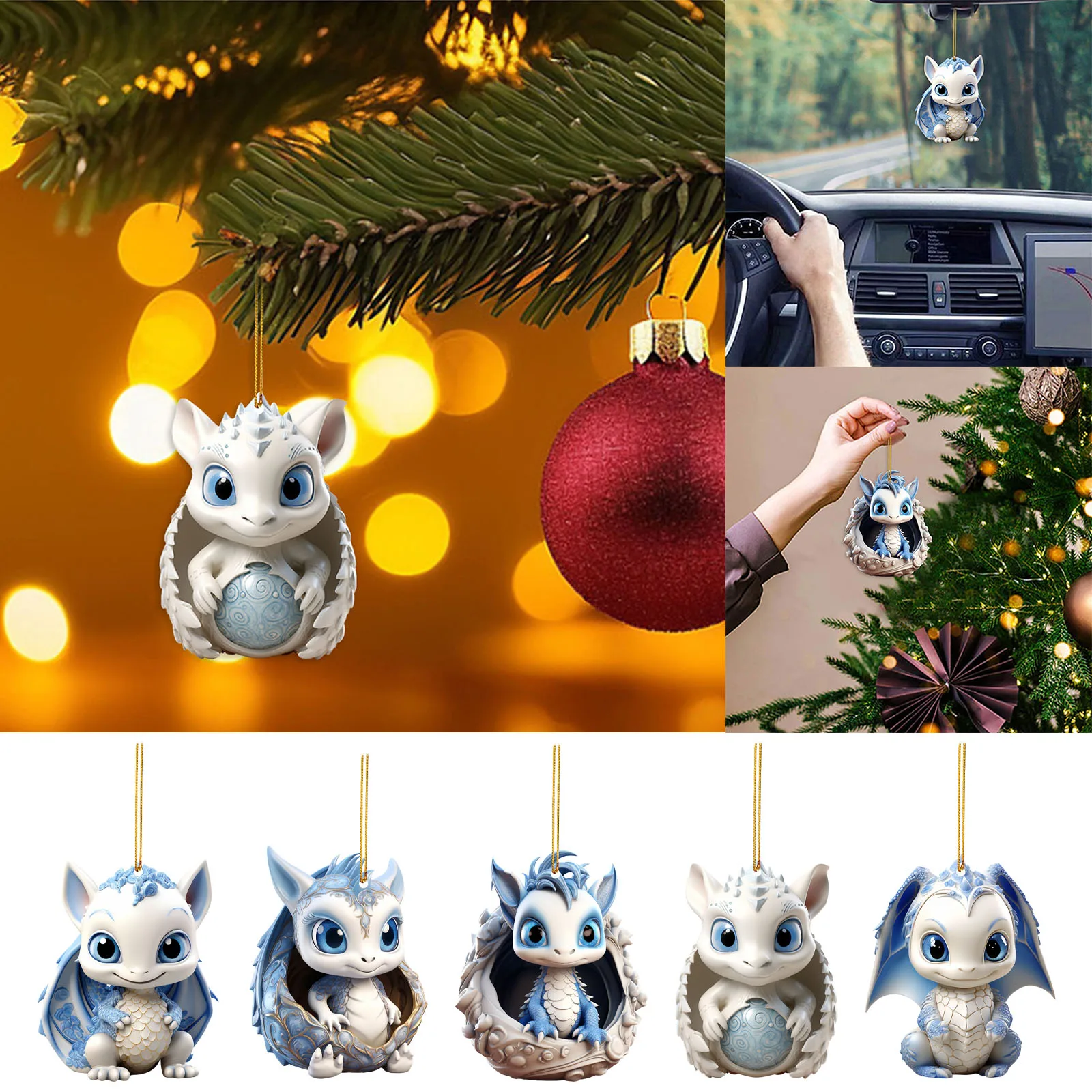 

Милый детский Дракон, Рождественская елка, подвесные декоративные забавные акриловые рождественские украшения, подвеска, идеальный праздничный кулон, подарок