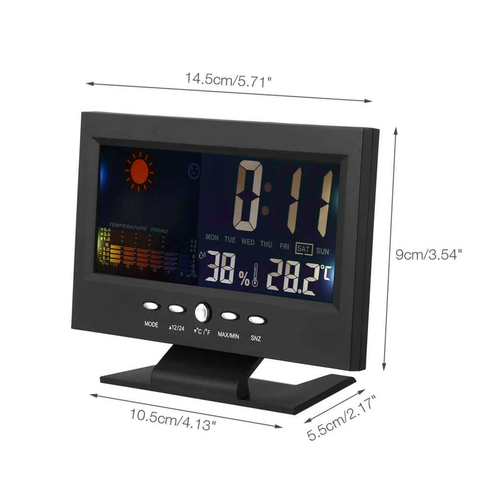 LED Digital Alarm Clock With Backlight,Electronic Desktop Temperature Humidity Monitor,12/24H Digital Desk Clock With Snooze