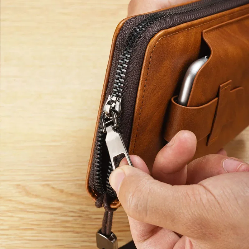 High Quality Men Wallet Long Style Credit Card Holder Male Phone Purse Zipper Large Capacity Brand PU Leather Clutch Bag For Men