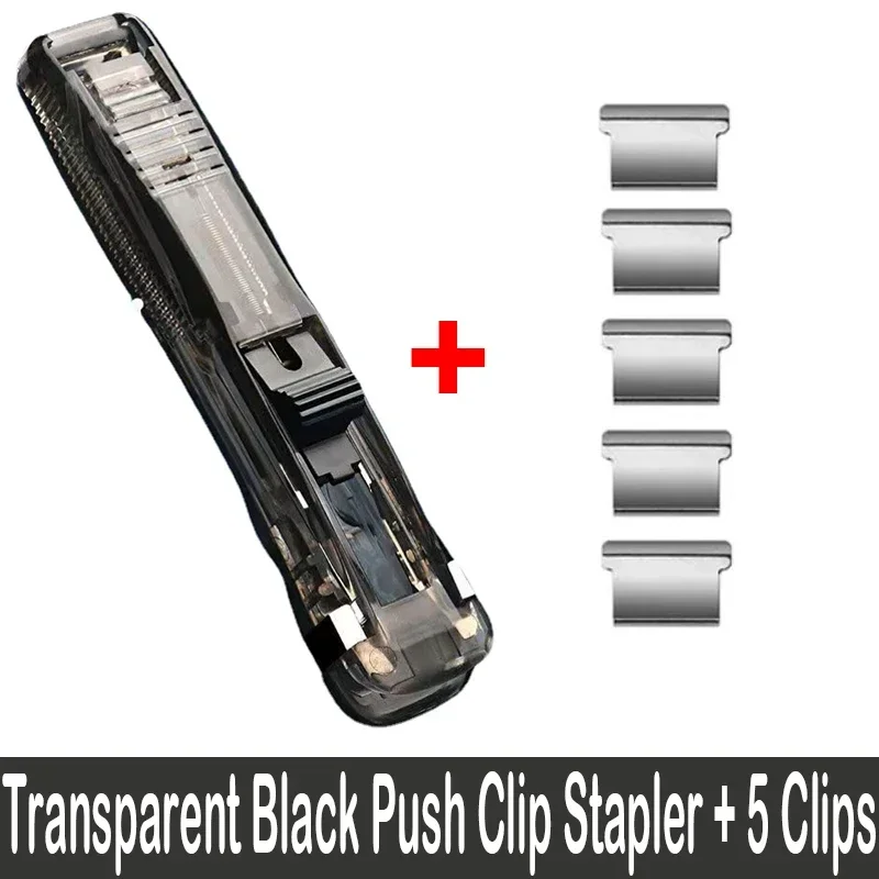 Staple Metal Clip Push Hand Paper Clipper with Refill Fixing Organizing Stapler Reusable Push Clamp for Document File Stationary images - 6