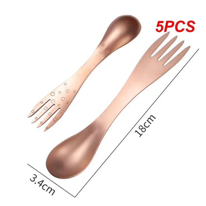 

5PCS Outdoor Camping Picnic Titanium Spork Spoon Tableware Ultralight Hiking Camping Travel Tableware Cookware Portable Outdoor