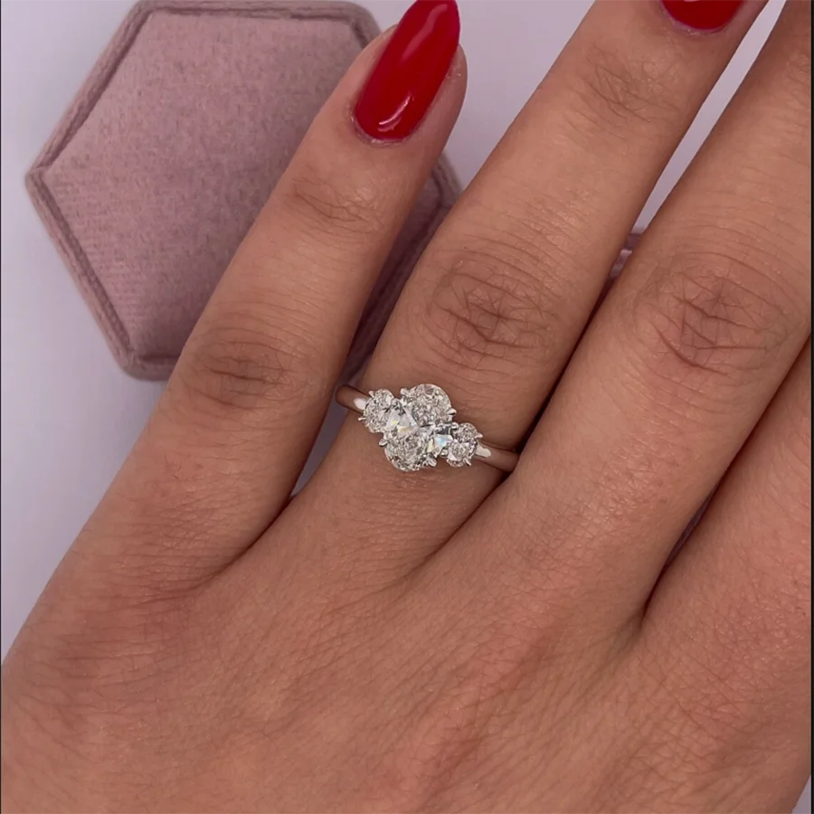 IGI Diamond Engagement Ring VS1 F Oval Cut 1.5ct Ct Lab Created CVD Sparkling