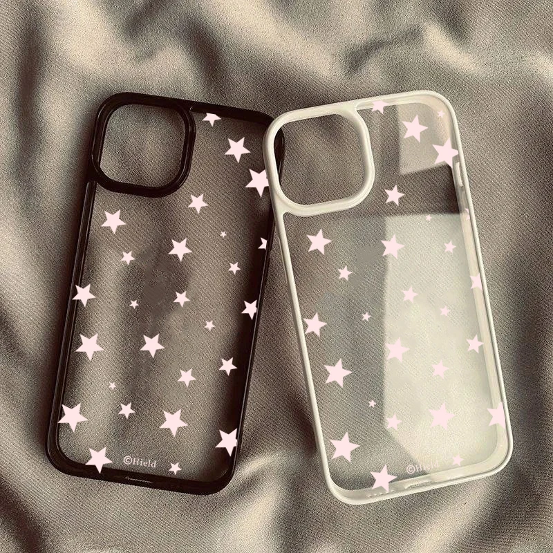 Transparent Pink Star Phone Case - Cute Design Cover