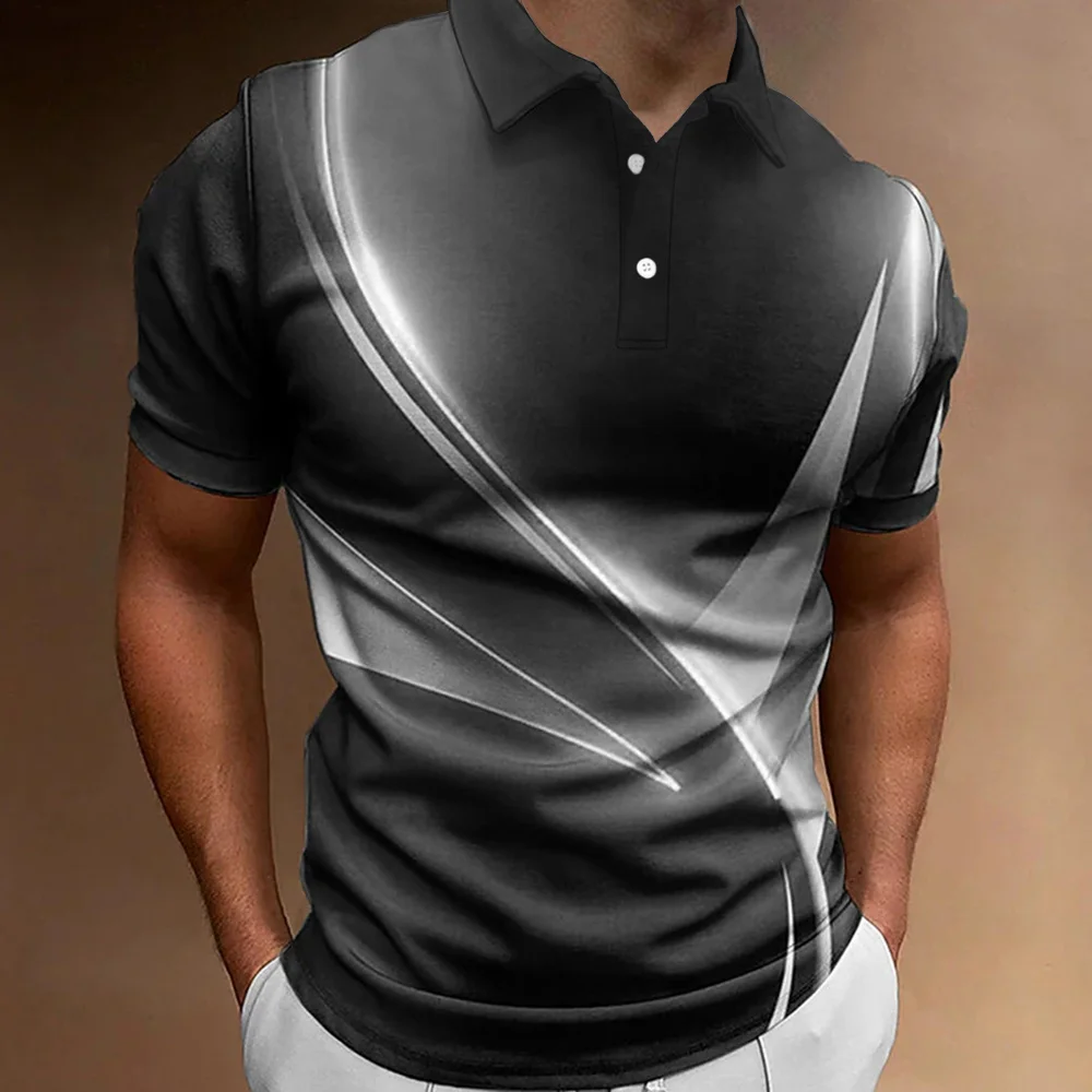 Polo Shirt Fashion Men'S Gradient Line Summer Short Sleeved T-Shirt Casual Daily Lapel Topt-Shirt Striped T-Shirt Men'S Clothing 19 S4371896f77bf4f20a07341d4d18a2551H Polo Shirt Fashion Men'S Gradient Line Summer Short Sleeved T-Shirt Casual Daily Lapel Topt-Shirt Striped T-Shirt Men'S Clothing