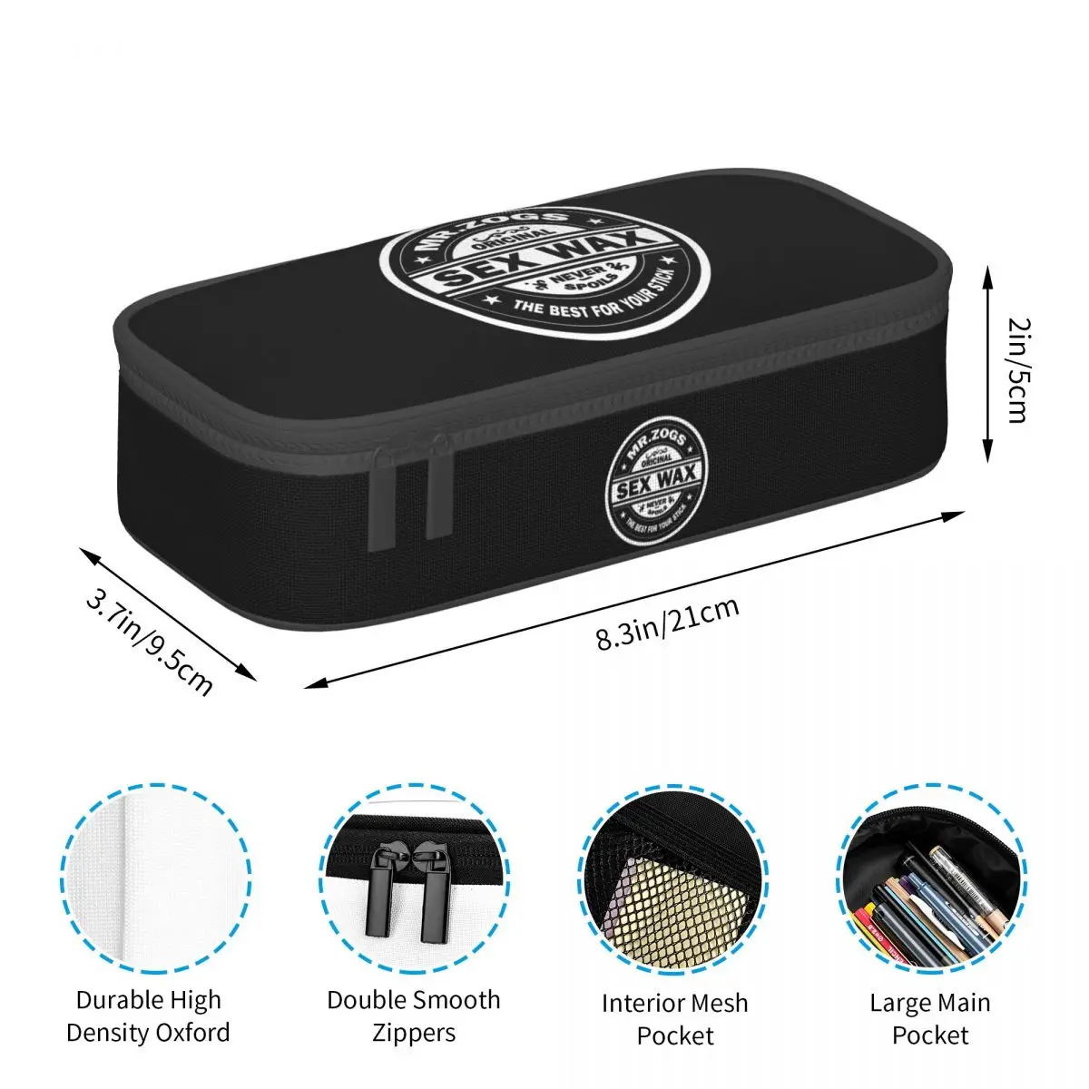 Kawaii Mr Zogs Surfing Sex Wax Pencil Case for Boys Gilrs Surfing Surf Gift Large Capacity Pen Box Bag Stationery