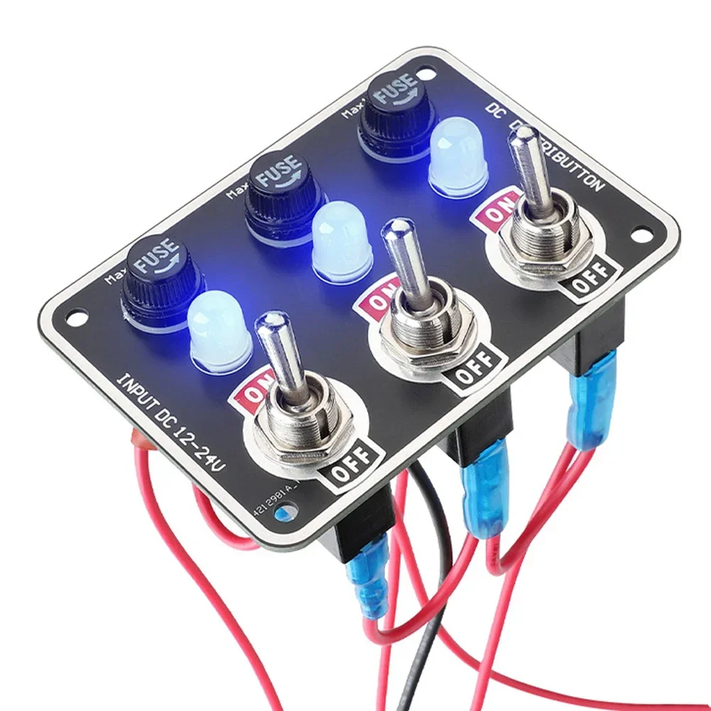 3/6 Gangs Car Rocker Switches Panel 12V/24V Replaceable Fuse Holder With Light Camping Boat RV Van Yachts Trucks Accessories pixel style switch board