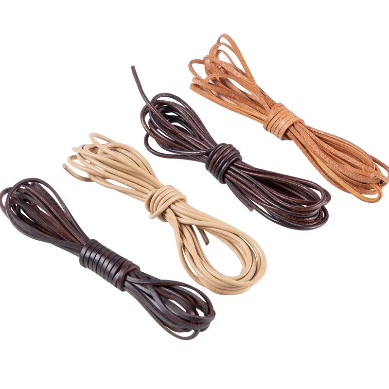 Retro Genuine Leather Cord 3/4/5/6/8mm Flat Strand Cow Leather Rope Fit Necklace Bracelet DIY Jewelry Making Accessories 5Meters diy jewelry findings