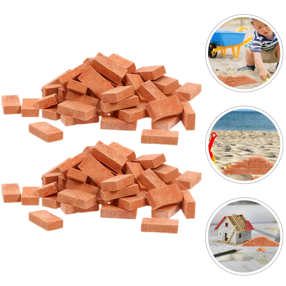 

Mini Bricks Landscaping Tiny Red Bricks 100Pcs Miniature Wall Brick Dollhouse Blocks Model Crafts Realistic Fake Brick