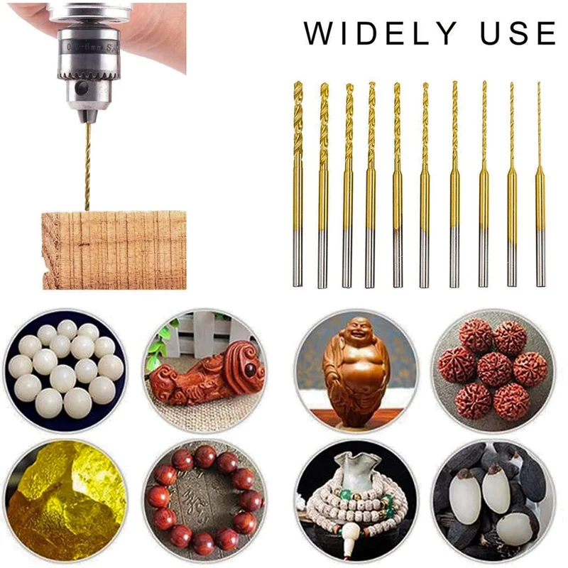 Micro-Twist Drill Bit Set-10Pcs 0.6mm-2.2mm Tiny Drill Bit 2.35 Shank HSS Mini Engraving Bits Hole Drilling Tool