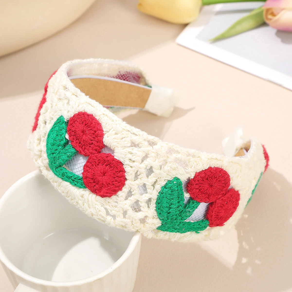 Wide Crochet Hair Hoops Headband Ladies Flower Sweet Headwear Bezel Hair Band Fashion Knitting Hair Accessories Head Hoops