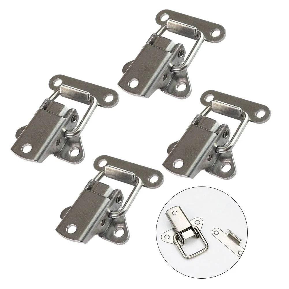 Description Picture 3 of item4*Stainless Steel Cabinet Latch Hasp Toolbox Toggle Lock Hasp Toggle Latch Mini Clamps Box Clasp Buckle Trunk Latch Catches