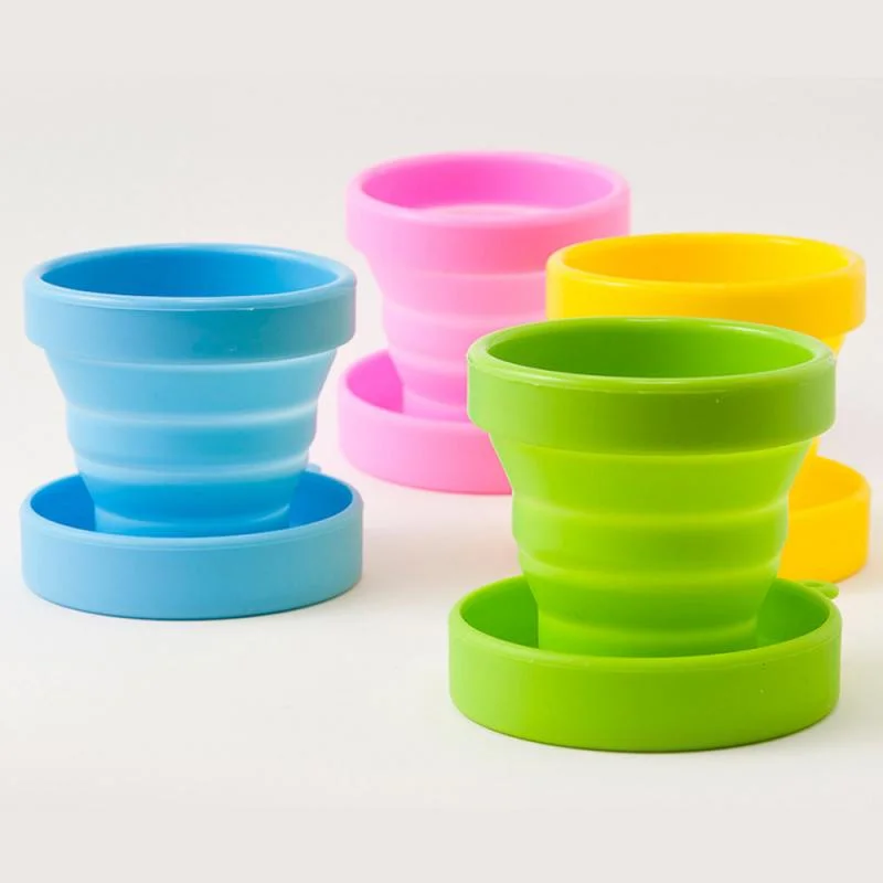 1Pc Portable Silicone Retractable Folding Cup With Lid Telescopic Collapsible Drinking Cup Outdoor Travel Water,folding cup