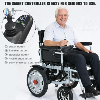 Sedia a rotelle elettrica per adulti Tipo lungo Sedia a rotelle elettrica pieghevole di grandi dimensioni con supporto forte adatta per anziani Batteria lunga