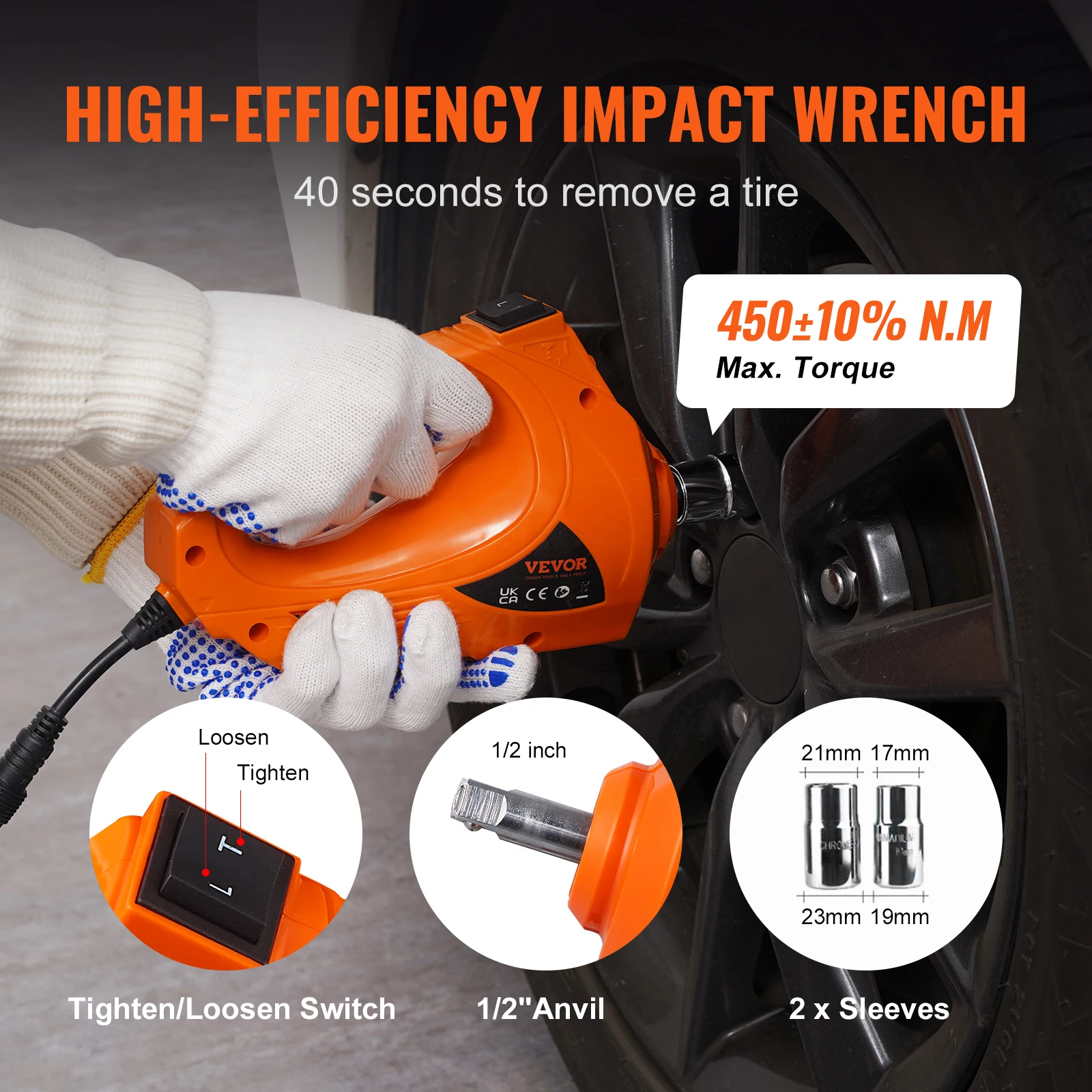 VEVOR Electric Car Jack, 5 Ton/11023 LBS Hydraulic Jack with Electric Impact Wrench, Portable Car Lift with Built-in Inflatable 4