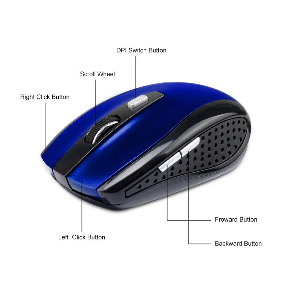 Aubess Adjustable DPI 6 Buttons Optical Gaming Mouse Gamer Wireless Mice with USB Receiver 2.4GHz_voghion.com