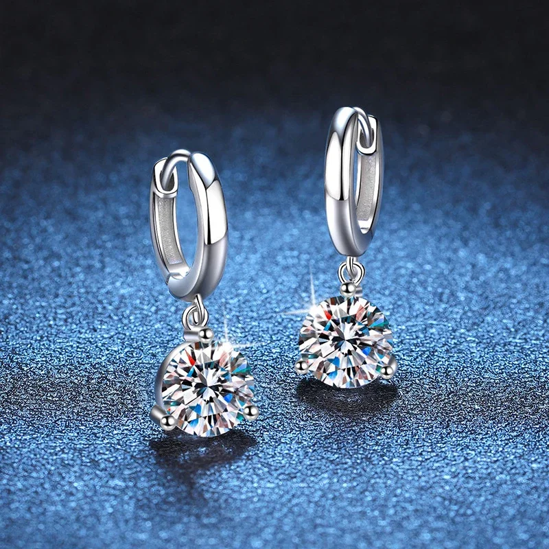 Ear Accessories 2ct Moissanite Earrings S925 Sterling Silver Drop Earring for Women