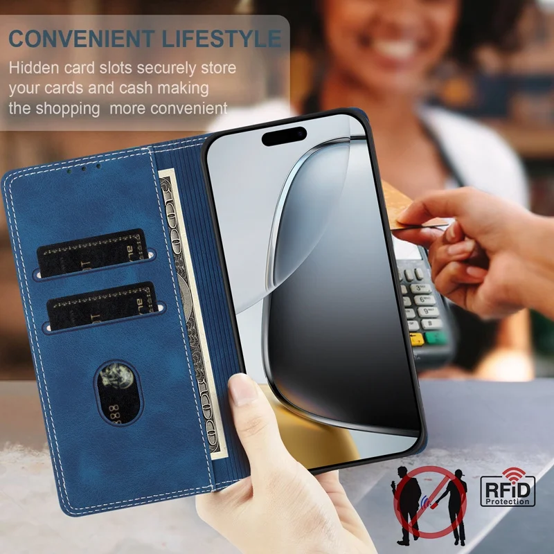 Premium Splicing Denim Magnetic Wallet Phone Case - Honor Series