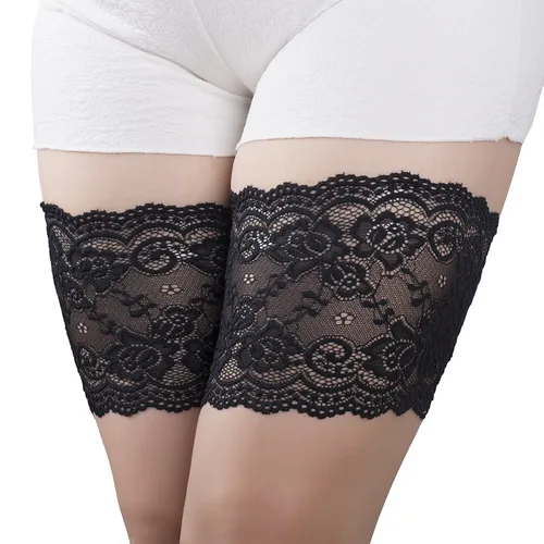 여성용 섹시한 레이스 허벅지 밴드, 마찰 방지, 미끄럼 방지 줄무늬, 허벅지 안쪽 보호 다리 워머, 따뜻한 파티 클럽, 1 쌍 4