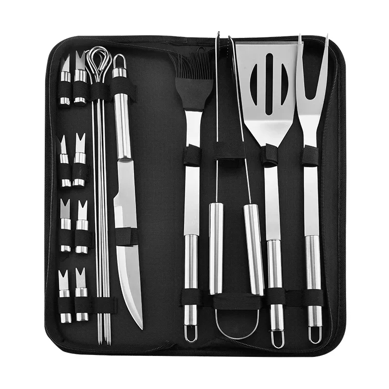 

BBQ Grill Set Household Outdoor Portable Woven Handbag Barbecue Tools