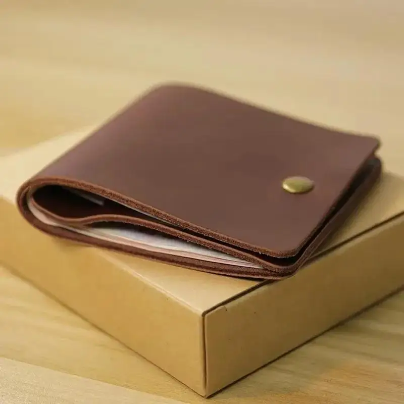 1 PC Retro Minimalist Bifold Leather Card Wallet for Men and Women Wrap Credit Card Holder Porte Carte Wallet 6